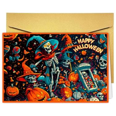 Imagem de XBXV Cartões engraçados de Halloween para crianças e adultos, presente de decorações de Dia das Bruxas, cartões de agradecimento com envelopes, cartões de felicitações de Halloween