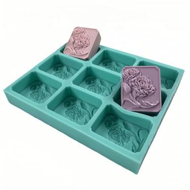 Imagem de Bandeja de silicone com 9 cavidades de cravo para fabricação de sabão natural, moldes de sabão de flor, moldes de cera de vela, molde de sabão feito à mão