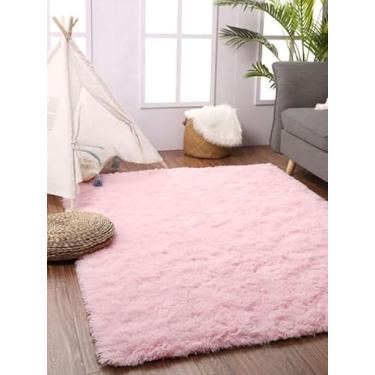 Imagem de Tapete Felpudo Peludo, Rosa Claro, Decorativo, 1,0m x 1,50m