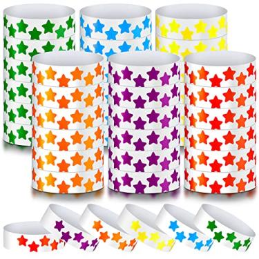 Imagem de Teling Pacote com 600 pulseiras neon star pulseiras de papel para eventos adesivos para eventos, pulseiras de braço para eventos, festas, pulseiras para aniversário, casamento, festa neon brilhante