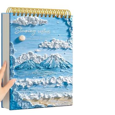 Imagem de Caderno de esboço de arte A4 grosso, caderno de desenho de pintura de graffiti - montanha azul e mar 8K