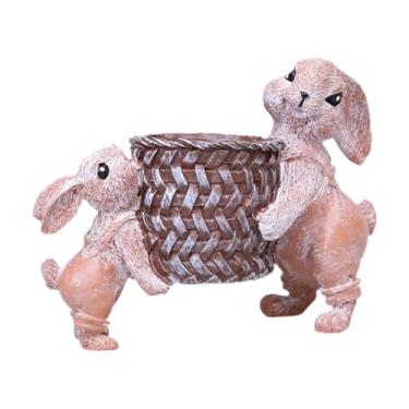 Imagem de YWJLQH Vaso de flores cesta de ovos de páscoa escultura vaso de plantas recipiente estatueta de estátua de para canteiro de flores escritório, Marrom