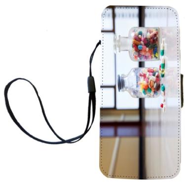 Imagem de Rikki Knight Cápsulas médicas e tablets em garrafa, capa carteira flip para iPhone com aba magnética para iPhone 5/5s - cápsulas médicas e tablets em garrafa