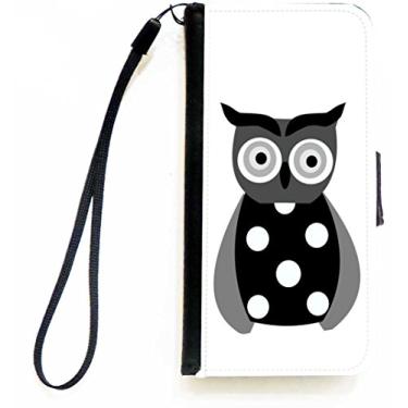 Imagem de Rikki Knight Capa carteira flip de coruja preta e branca para iPhone 5c com aba magnética