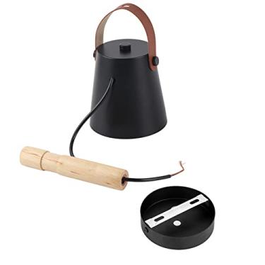 Imagem de Lâmpada de Parede Moderna de de Madeira para Quarto, E27 Compatível Com Luz Incandescente e LED, Suporte de Montagem Incluído Adequado para Cabeceira, Sala de Estar, (Preto)