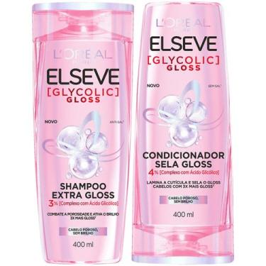 Imagem de Kit elseve glycolic gloss shampoo condicionador 200ml loreal paris bri