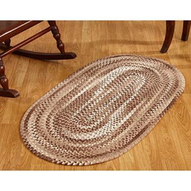 Imagem de Better Trends Coleção Ombre de tapete utilitário trançado super macio e felpudo reversível para área interna 100% algodão chenille em cores vibrantes, 152 x 213 cm, oval, marrom