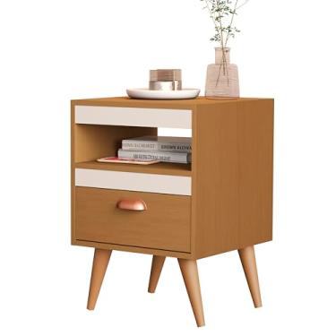 Imagem de Kit 2 Mesa de Cabeceira Suspensa Para Quarto Estilo Retro 1 Gaveta e Nicho Sal