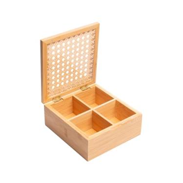 Imagem de WOLFF - Caixa Organizadora de Bambu com Divisórias e Tampa em Treliça 17cm x 16cm x 7,5cm