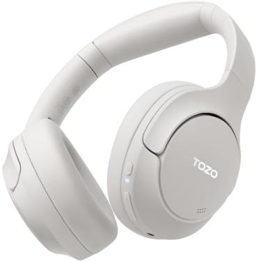 Imagem de Fones de ouvido com cancelamento de ruído ativo híbrido TOZO HT2, fones de ouvido sem fio Over Ear Bluetooth, 60H Playtime White
