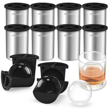 Imagem de Máquina de gelo transparente – Bola de 6,3 cm – Máquina de gelo transparente de aço inoxidável – Máquina de fazer bolas de gelo cristalinas – Design compacto – para uísque, coquetéis, bourbon – pacote