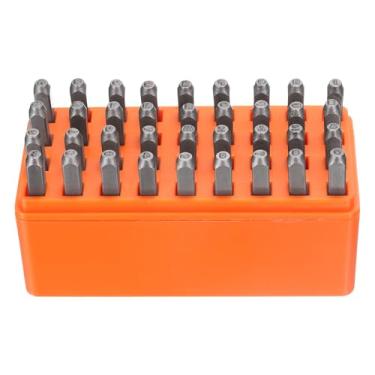 Imagem de HARFINGTON Kit de estampagem de metal com 36 peças de 5/64" (2 mm) Conjunto de punção de letras e números de aço (A-Z / 0-8 / "Símbolo "&") Ferramenta de prensa de perfuração com estojo para impressão