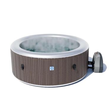 Imagem de Avenli Banheira de hidromassagem inflável para 4 a 6 pessoas + capa, aquecimento até 40 °C, 140 jatos de água, 264 galões (ratão, redondo)