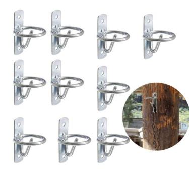 Imagem de 10 Gancho Parede Argolado Aço Inox Equinos Cabresto - Vet