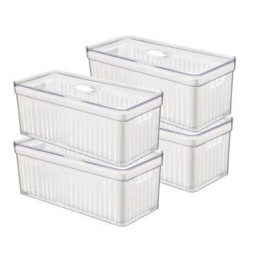 Imagem de Organizador de Geladeira Armario Cozinha 6,8L Acrilico Para Frutas Legumes e Vegetais (Kit 4, Cesta)