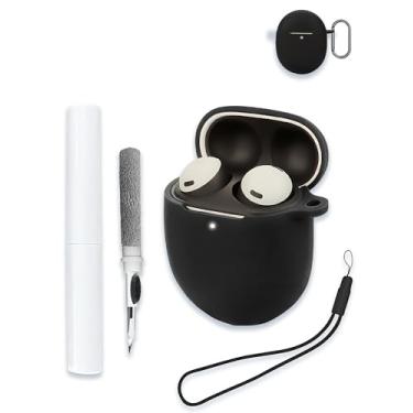 Imagem de Capa para Google Pixel Buds Pro 2 – Fones de ouvido sem fio com cancelamento ativo de ruído, capa protetora de silicone macio, portátil, resistente a arranhões, com kit de limpeza, mosquetão e cordão,