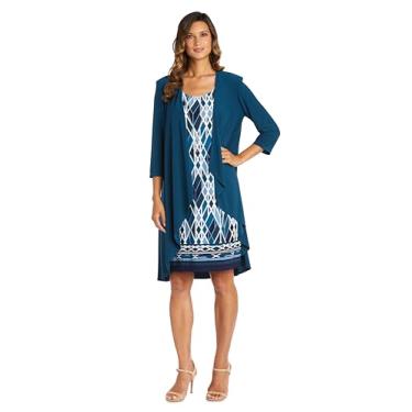 Imagem de R&M Richards Vestido feminino plus size casual, Pavão, 48
