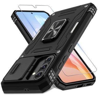 Imagem de DEERLAMN Capa para Samsung Galaxy A36 5G, Galaxy A56 com capa deslizante para câmera + protetor de tela, anel giratório com suporte de grau militar, capa protetora à prova de choque - preta