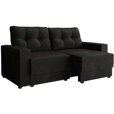 Imagem de Sofá 2 Lugares Retrátil Lubeck Suede Preto 140cm