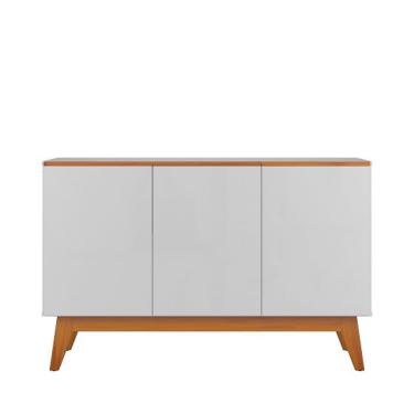 Imagem de Buffet Ares Lux Três Portas 1.25 Branco/Nature - Tebarrot Móveis