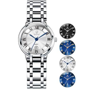 Imagem de Taxau Relógio feminino minimalista, à prova d'água, de fácil leitura, analógico, quartzo, aço inoxidável, com data, Silvery-nklh-l8105, round, Relógios modernos