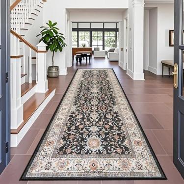 Imagem de TOPRUUG Tapete de corredor lavável 10 x 30 – Tapete de corredor de cozinha, antiderrapante, lavável, impermeável, tapete para sala de estar, quarto, banheiro (preto, 10 x 30)