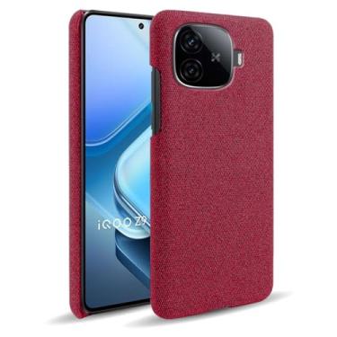 Imagem de Capa para vivo iQOO Z9 Turbo,Capa desenhada em lona,Case Protetora Ultrafina com Empunhadura Macia,Design em Tecido Antichoque e Antiarranhões-Red