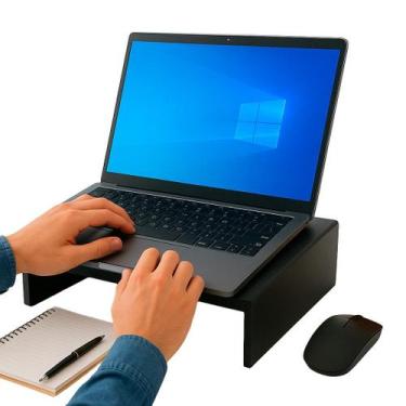 Imagem de Suporte Preto Notebook Resistente Estudos Home Office Ergonômico  Aço 