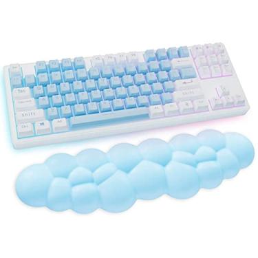 Imagem de Sushret Descanso de Pulso em Nuvem para Teclado, Descanso de Palma Branco com Espuma de Memória e Couro PU, Apoio para Pulso e Braço Fofo, Almofada para Mesa de PC/Gaming/Computador/Escritório