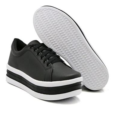 Imagem de Tênis fem Casual Cadarços Siena flat form Plataforma Confortável - sen