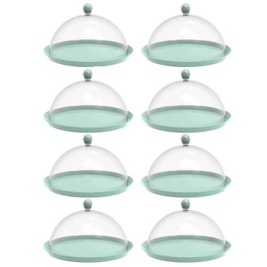 Imagem de 8 Porta Bolo Torta 30cm Verde Menta Cúpula Boleira Doces Petiscos Bubble Crippa