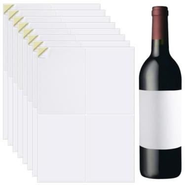 Imagem de Beebeecraft 80 peças, 20 folhas, etiquetas de garrafa de vinho, branco, brilhante, 15,2 x 10,2 cm, adesivos autoadesivos para garrafas clássicas bordô e champanhe (80 etiquetas)