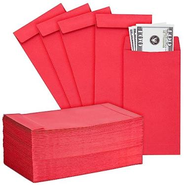 Imagem de Envelopes de economia de dinheiro para dinheiro, papel kraft vermelho (8,5 x 16,5 cm, 100 unidades)