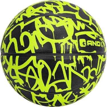 Imagem de AND1 Fantom Graffiti Rubber Basketball Game Ready, 70 cm, tamanho juvenil 5, feito para jogos de basquete internos e externos, vendido esvaziado (bomba não incluída), Volt