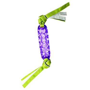 Imagem de Hero Brinquedo de cachorro de borracha macia com borlas de lona, enchimento com petiscos (bastão de tratamento, roxo)