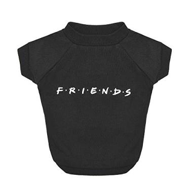 Imagem de Friends the TV Show Camiseta de cachorro com logotipo icônico em preto | Camisa para cachorro macia, leve e semielástica, mistura de algodão, lavável na máquina, tamanho GG (GG) para cães grandes