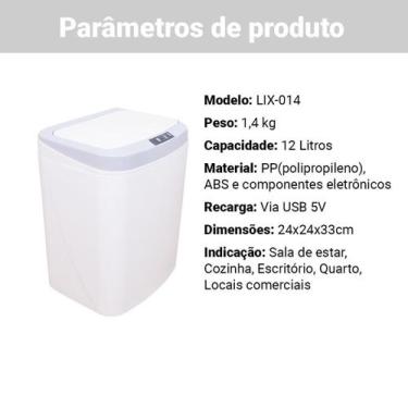 Imagem de Lixeira Automática Sensor 16L Branca  - Stillus Home