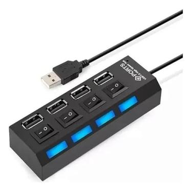 Imagem de Hub Expansor USB 2.0 com 4 Portas e Super LED – Transferência Rápida até 5Gbps para Notebook, Teclado, Mouse, HD, Pen Drive e Impressora (Cores Sortidas)