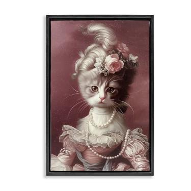 Imagem de Stupell Industries Your Catness Retrato Histórico Preto Emoldurado Tela Flutuante Design de Arte de Parede por Annabelle Hall, 43 x 63 cm