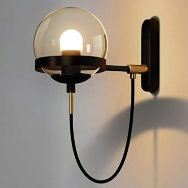 Imagem de Luz de parede vintage industrial | Lâmpada de parede de Globe de vidro cognac | Edison Scione pendurada Fixutres de iluminação montada na parede para Loft Coffee Bar Hallway Base de jantar à