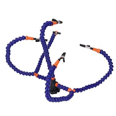 Imagem de Clipe de Crocodilo Ajudando a Estação de Mãos para Artesanato Workshop, Rotação de 360 ​​graus e Estabilidade Y Em Forma de Braços Flexíveis, Três Em Uma Estação de Solda, (Azul)