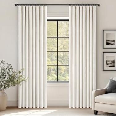 Imagem de ANRODUO Cortinas de veludo branco marfim 226 cm de comprimento, blecaute, isolamento térmico, à prova de som, cortinas de escurecimento de quarto, cortinas de janela plissadas para quarto, sala de