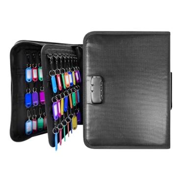 Imagem de SAFEOrganizador de chaves de 150 posições com trava de combinação, estojo de chave à prova d'água à prova de fogo com zíper, caixa porta-chaves para gerenciamento de aluguel executivos de hotéis de