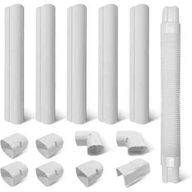 Imagem de Kit de capa de linha decorativa para mini divisão, dutos de PVC espessos de 3 m, 7 cm de largura/cotovelo universal de ABS de alta tensão, fácil instalação para sistemas de ar condicionado de mini