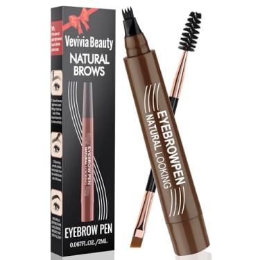 Imagem de Vevivia Beauty Lápis De Sobrancelha - Caneta Microblading À Prova D'Água Com 4 Pontas Em Forma Garfo, Multiuso Para Mulheres, Mágica Natural Precisa E Duradoura Traços Semelhantes A Pelos