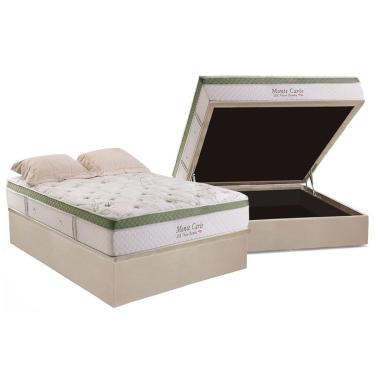 Imagem de Conjunto Box Baú Casal: Colchão Molas Herval Ensacadas Monte Carlo HR Visco + Base CRC Suede Clean (138x188)