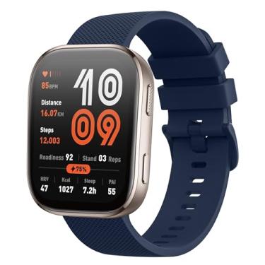 Imagem de AK Pulseira de silicone compatível com Amazfit Bip 6/Bip 5, Amazfit GTR 4, pulseira esportiva de substituição macia de 22 mm para Amazfit Bip 6/Bip 5/GTR 4 feminino e masculino (azul abismo)