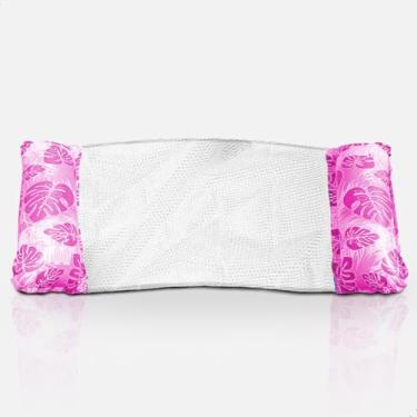 Imagem de Boia Rede Flutuante Inflável para Piscina Design de Folhas Tropicais Cama Flutuador Deitar Reclinavel Encosto de Cabeça Relaxar na Agua Praia Mar Confortavel (Rosa)