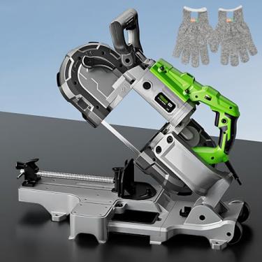 Imagem de Serra de fita de alta eficiência: motor de velocidade variável (0,8-2,4 m/s), tecnologia de corte sem faíscas, iluminação LED, base dobrável compacta - corta tubos/vergalhões/madeira sem esforço