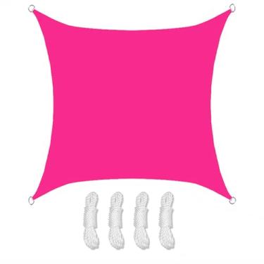 Imagem de TBATM Sol ao ar livre sombras retângulo, sol sombra vela impermeável 95% UV bloco, jardim sombra vela rosa com corda livre, toldo toldo para pátio acampamento piscina varanda,A,2X2m